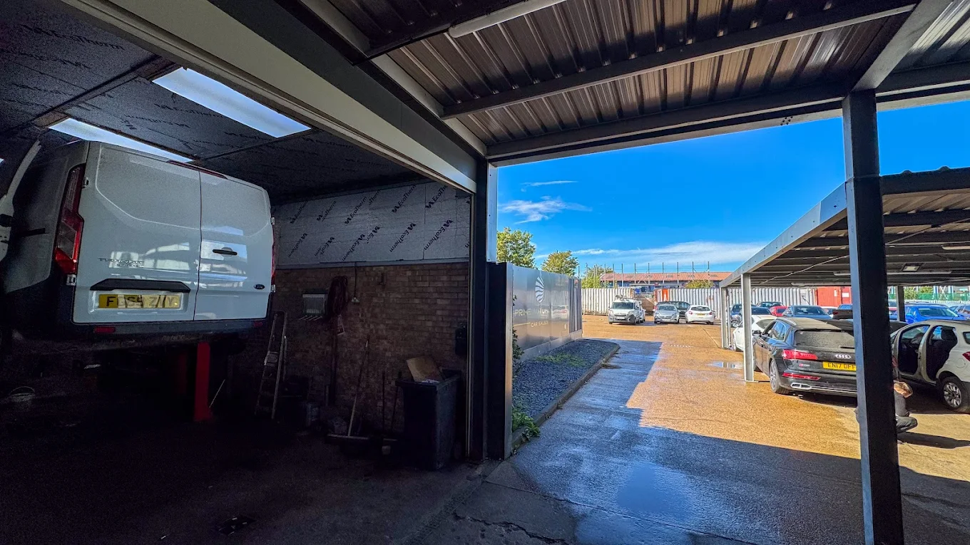 Prime Automotive workshop — car arriving for collection in Shoeburyness, Essex